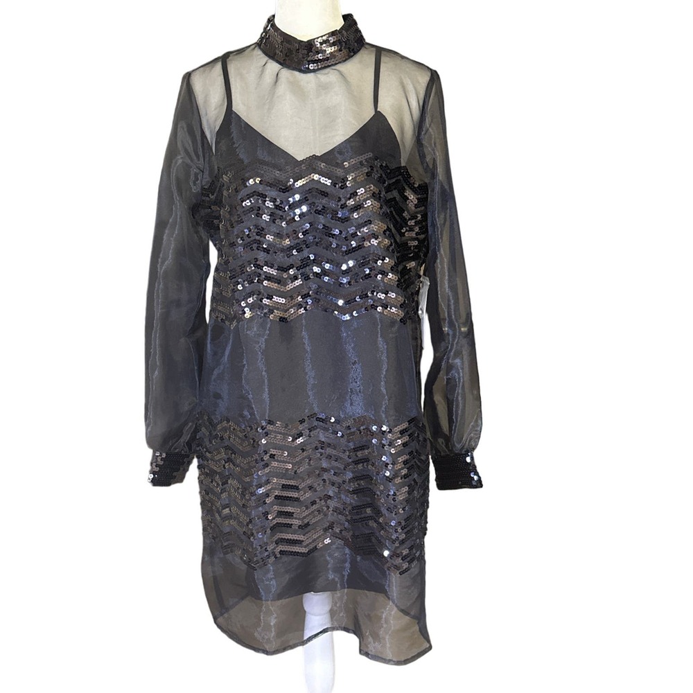 ModCloth Dress‎ Women’s Small Sequin Sheer Black